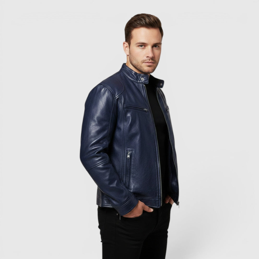 Classic men's zip-front jacket, offering comfort and style for versatile everyday wear.