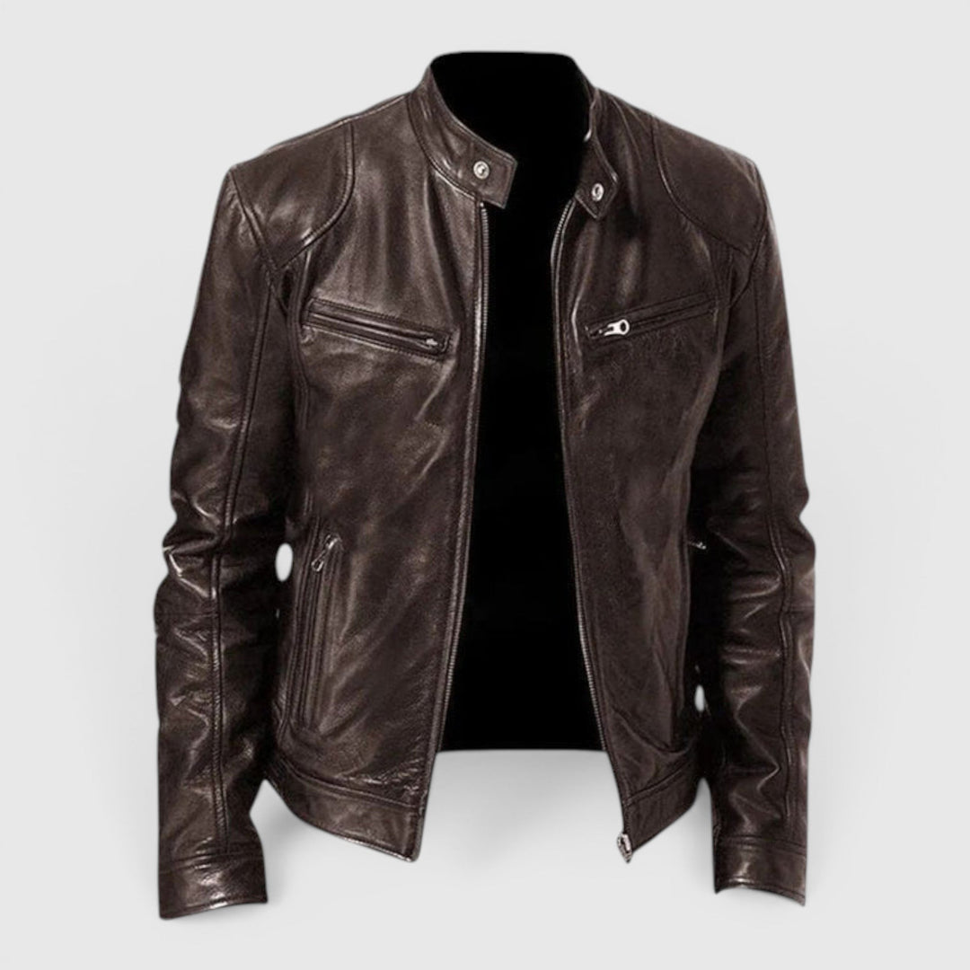 Durable men's classic style zip-front jacket, perfect for timeless fashion and practical outerwear.