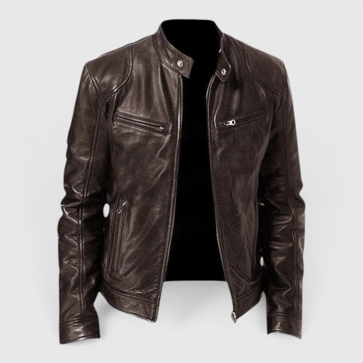 Durable men's classic style zip-front jacket, perfect for timeless fashion and practical outerwear.