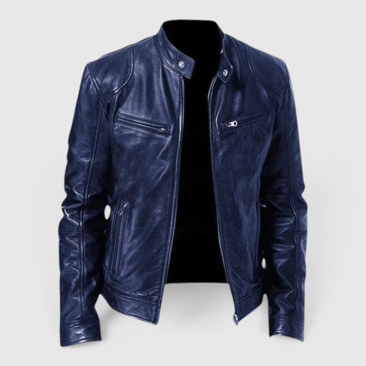 Men's classic zip-front jacket, an essential for comfortable, timeless style and versatile layering.