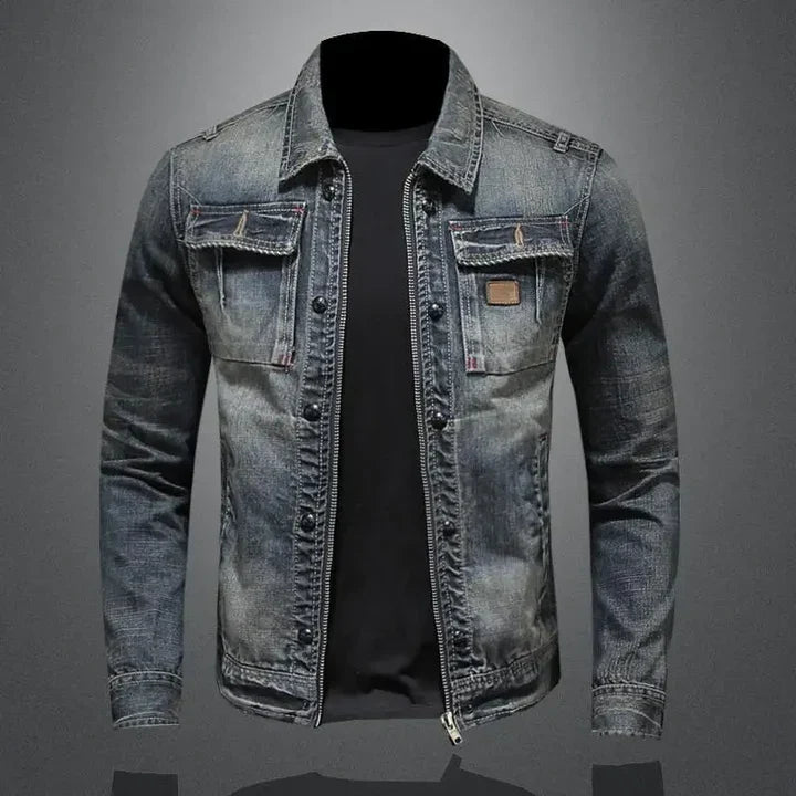 Men's classic blue denim jacket for effortless everyday style. Versatile button-up outerwear, perfect for casual wear.