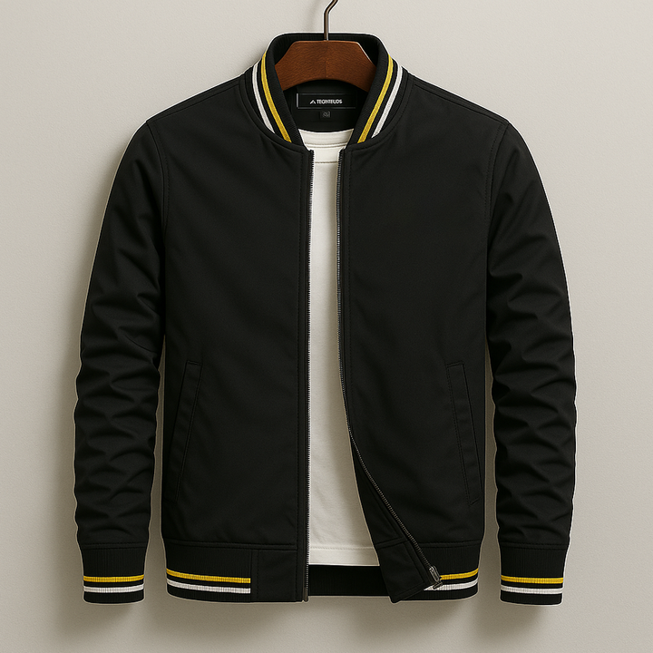 Structured men's bomber jacket with full zip. Classic design, versatile outerwear for men's fashion & city wear.