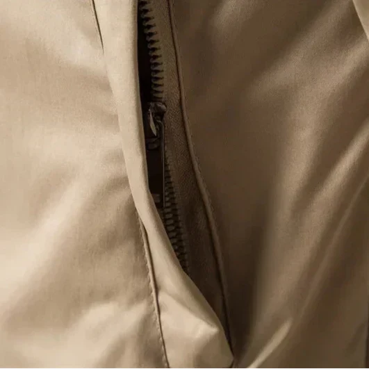 Front view of a sleek men's classic bomber jacket. Lightweight, zip-up casual outerwear suitable for all seasons.