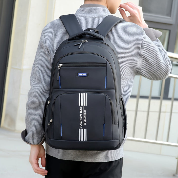 Men's classic brown leather backpack, durable and stylish for daily use.