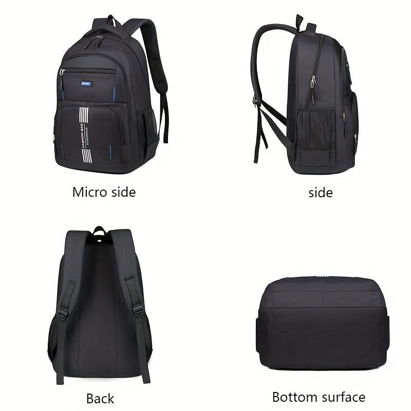 Close-up of men's classic brown leather backpack, showcasing durability & style.