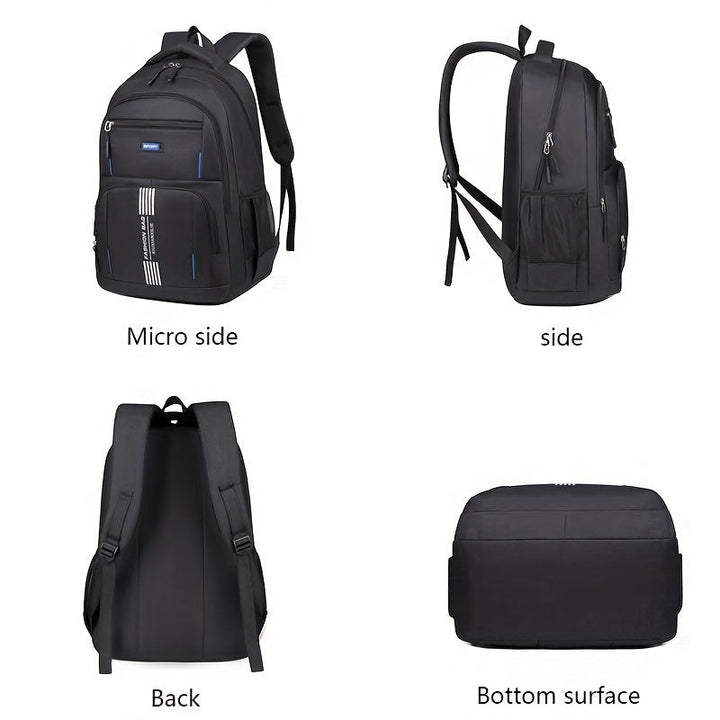 Close-up of men's classic brown leather backpack, showcasing durability & style.