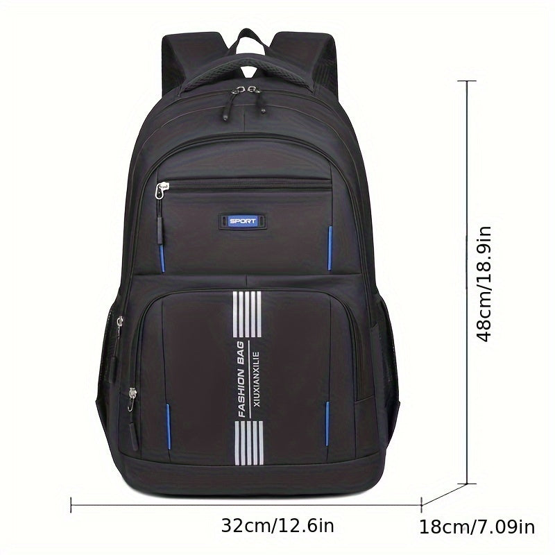 Spacious men's leather backpack, durable for daily use, travel, or commuting.