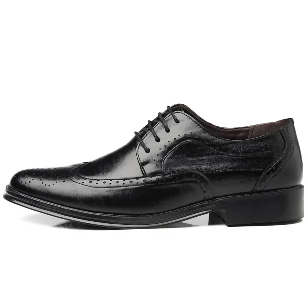 High-quality men's black formal brogue oxfords, essential dress shoes.