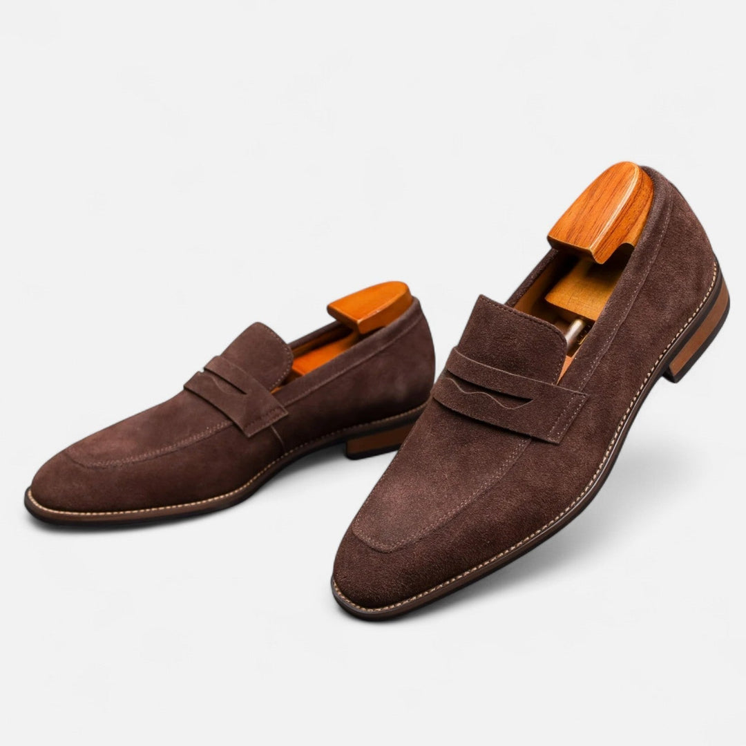 Modern classic men's penny loafers. Sophisticated slip-on dress shoes that blend tradition with contemporary style.