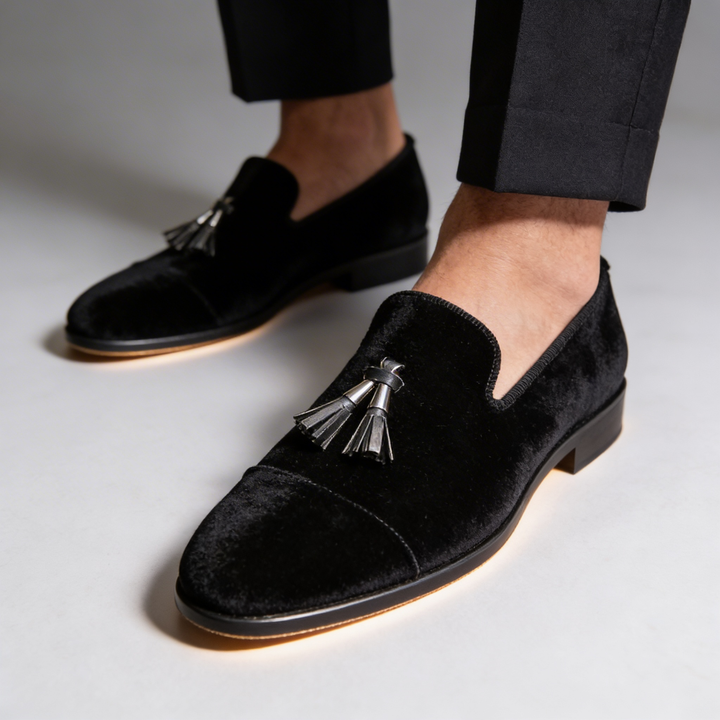 Classic men's brown tassel loafers. Versatile dress shoes, elegant slip-on formal footwear for men.