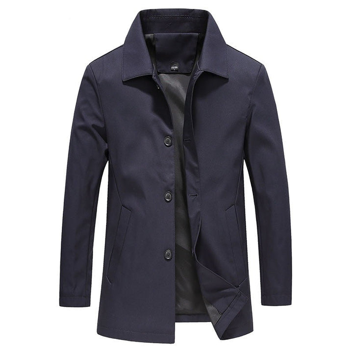 Stylish men's button-down collared jacket, a classic layering piece for casual spring and fall outfits.