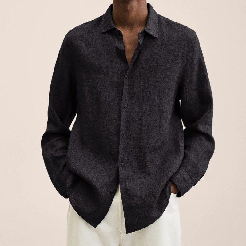 Men's classic button down long sleeve shirt in light fabric, perfect for smart casual summer wear.