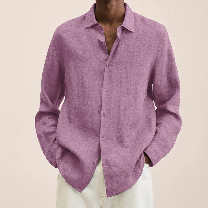 Lightweight men's long sleeve button down shirt, designed for cool and stylish summer wear.