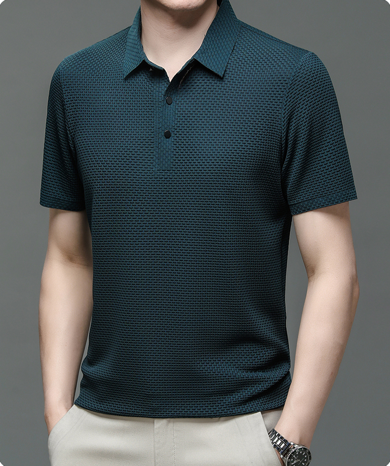 Comfortable men's casual polo shirt, classic button-up for relaxed summer style.