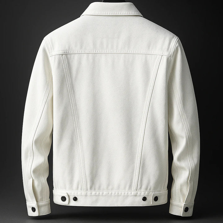 Man wearing a classic casual button-up jacket, versatile long sleeve outerwear for modern everyday fashion.