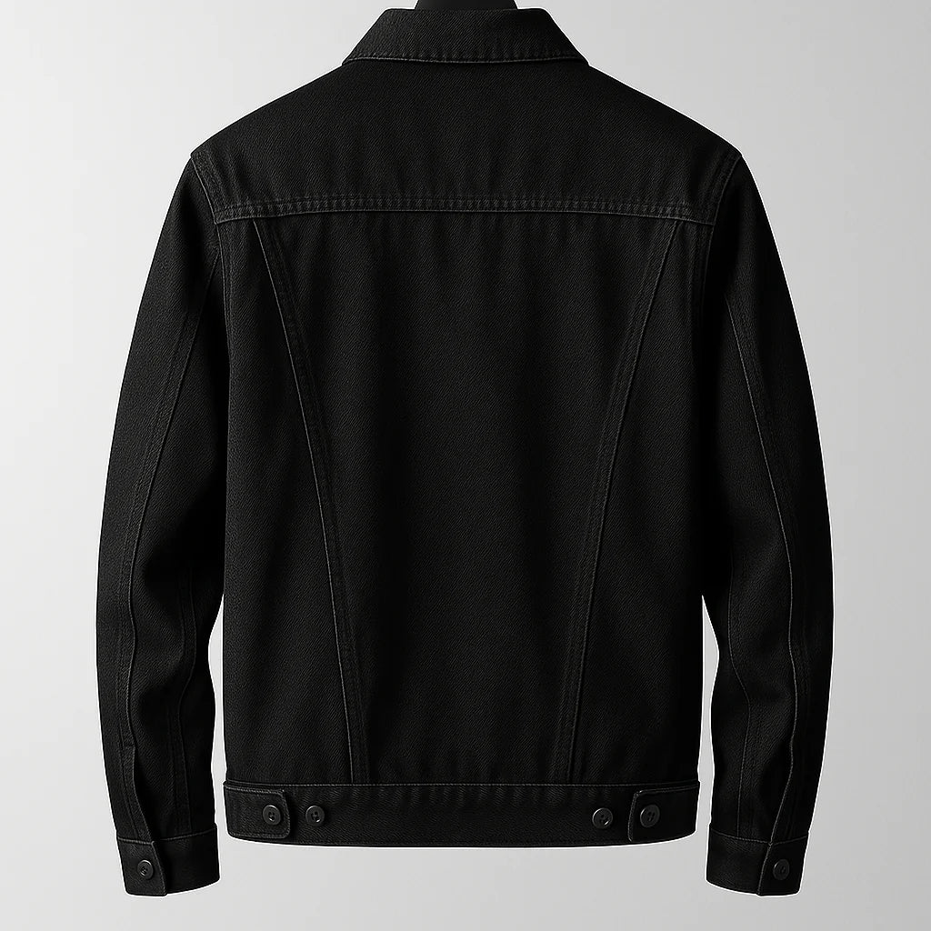 Back view of men's classic casual button-up jacket, versatile long sleeve outerwear for stylish everyday looks.
