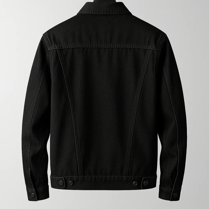 Back view of men's classic casual button-up jacket, versatile long sleeve outerwear for stylish everyday looks.