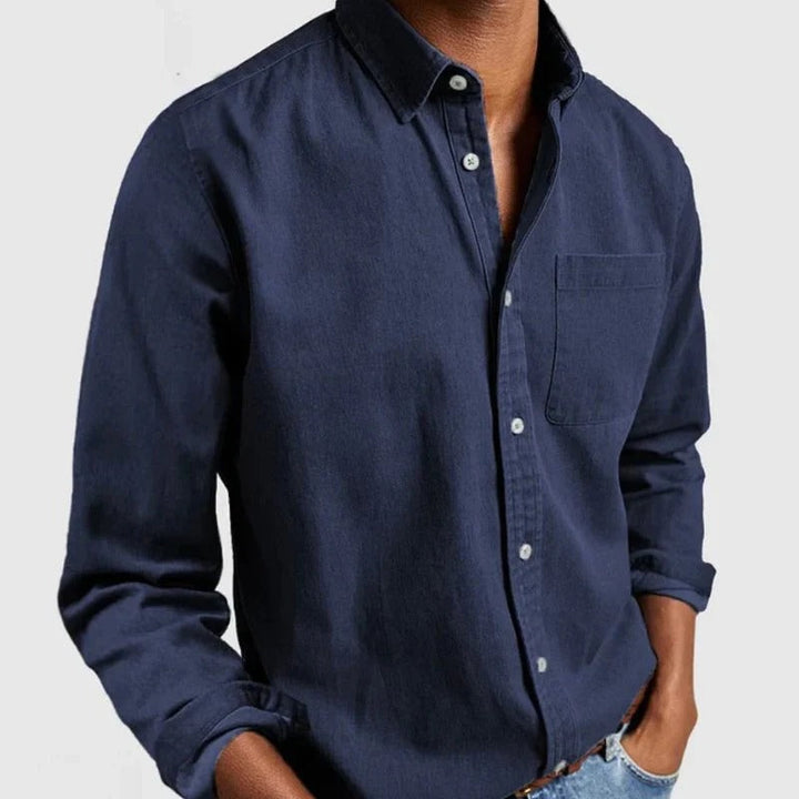 Men's casual long sleeve button-down shirt. Classic style, regular fit men's top for versatile everyday & smart casual fashion.