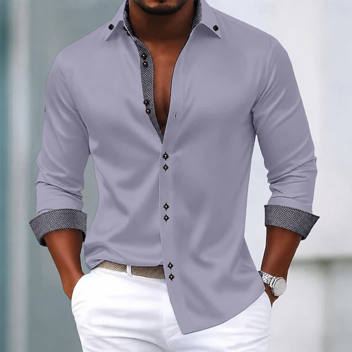 Men's smart casual shirt featuring a classic collar, ideal for business or daily sophisticated style.