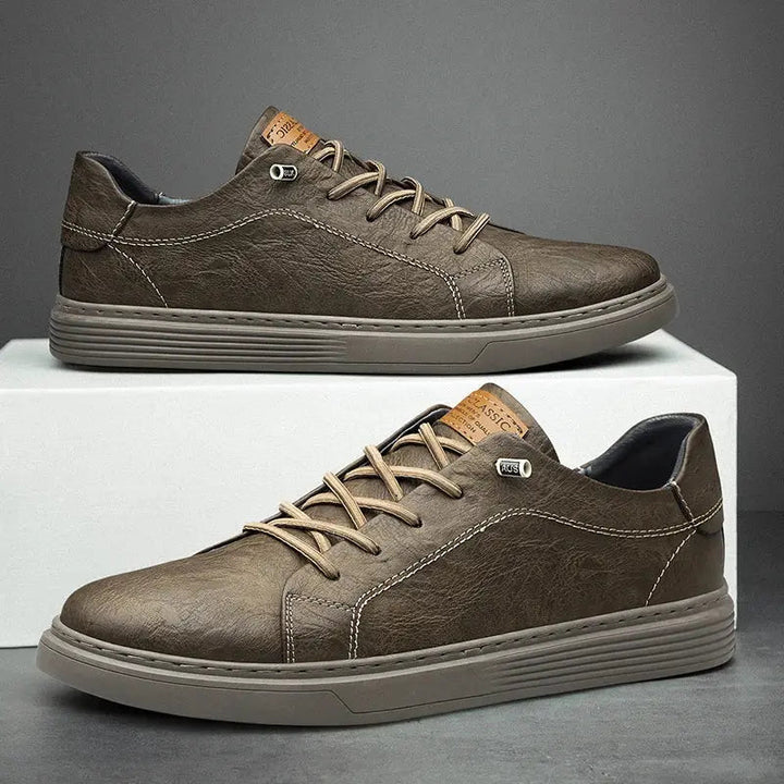 White men's classic comfort Oxford sneakers, versatile and stylish casual footwear. Perfect blend of classic & modern.