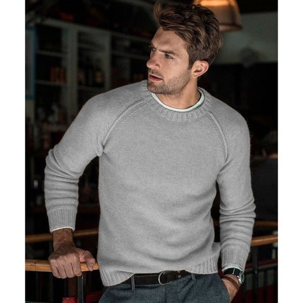 Men's classic crew neck knit sweater, perfect for everyday style and casual wear.