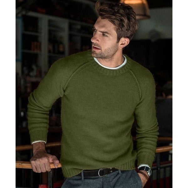 Classic men's crew neck knit sweater, soft and cozy for everyday wear and versatile fashion.