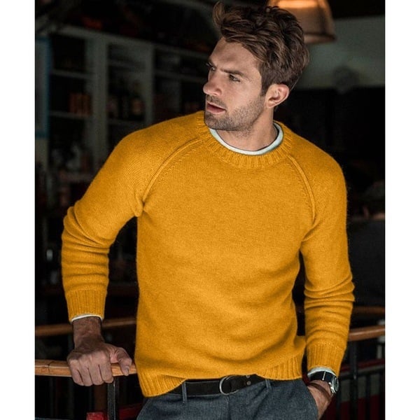 Classic men's knit sweater, crew neck, excellent for layering and everyday sophisticated fashion.