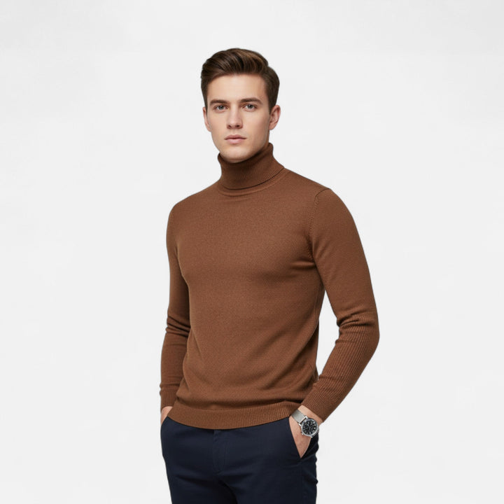 Elegant men's crew neck sweater in classic style, perfect for layering or smart casual outfits.