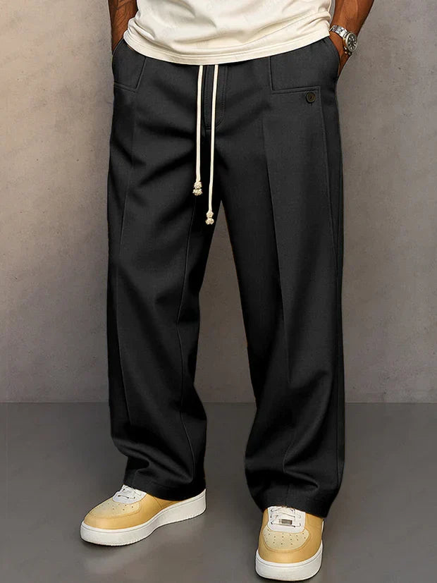 Men's classic drawstring pants with adjustable waist, offering comfortable and versatile everyday wear.