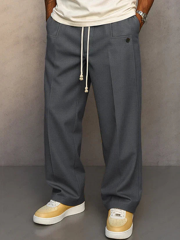 Comfortable men's drawstring pants, perfect for effortless style and versatile wear in various settings.