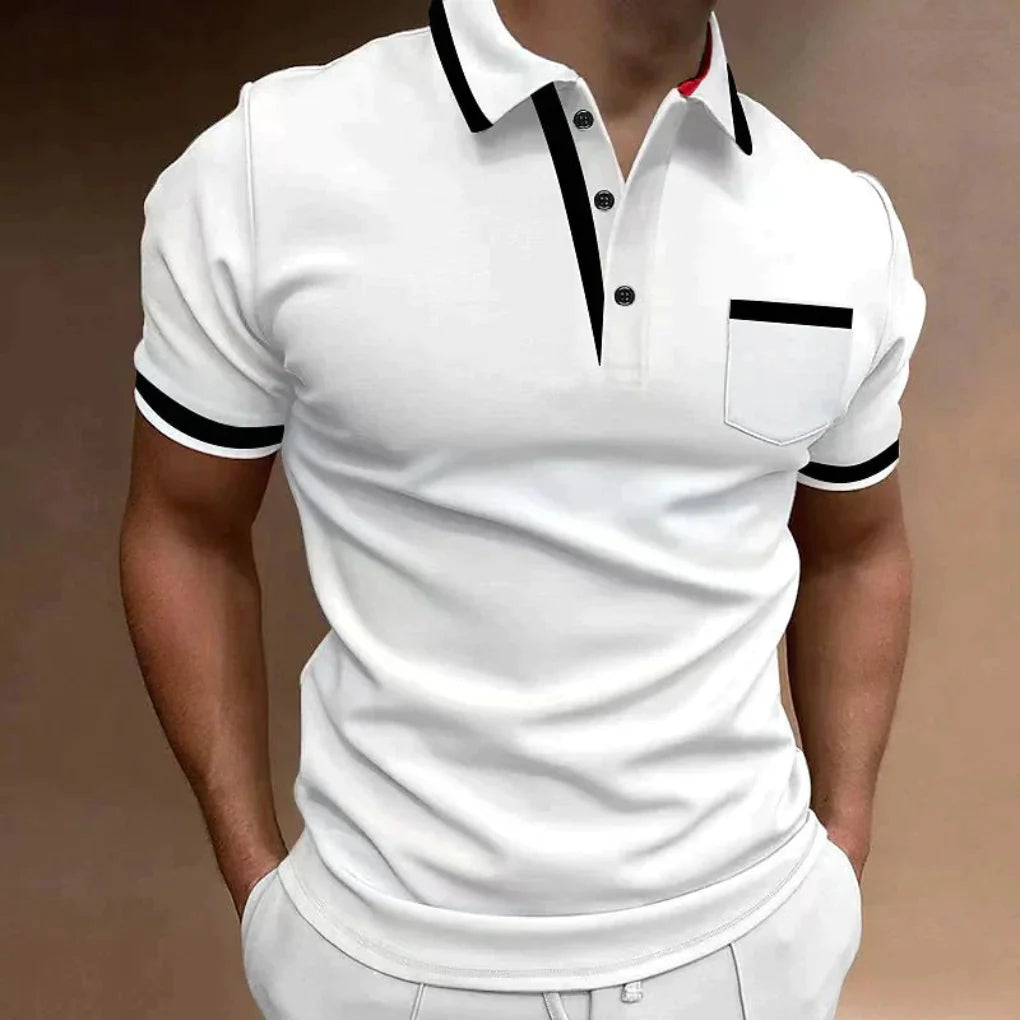 Men's classic elegant polo shirt in a versatile comfort fit, perfect for casual or office wear. Short sleeve, collared.
