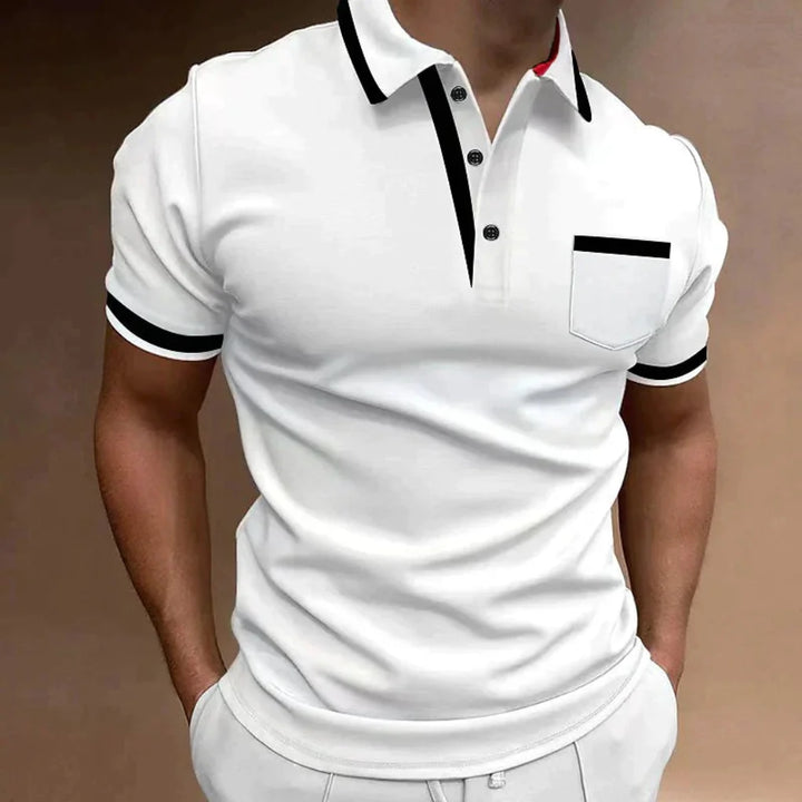Men's classic elegant polo shirt in a versatile comfort fit, perfect for casual or office wear. Short sleeve, collared.
