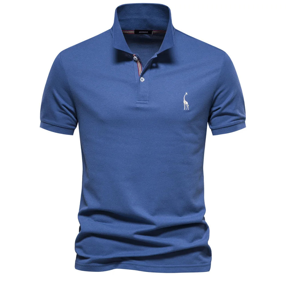 Men's classic embroidered polo shirt in breathable cotton, perfect for smart casual everyday wear.
