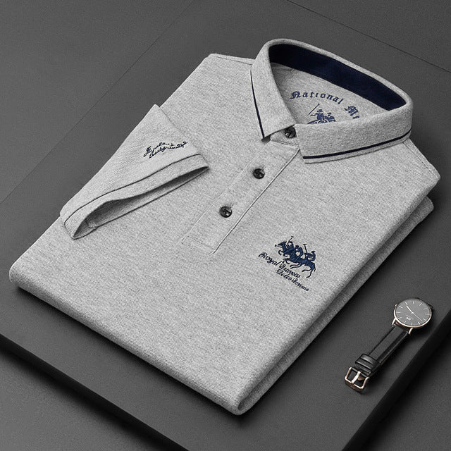 Soft, comfortable men's everyday polo shirt. Stylish cotton blend, short sleeve, ideal for modern men's fashion.