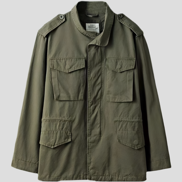 Versatile men's military field jacket, durable for outdoor use. Features multiple pockets & classic design.