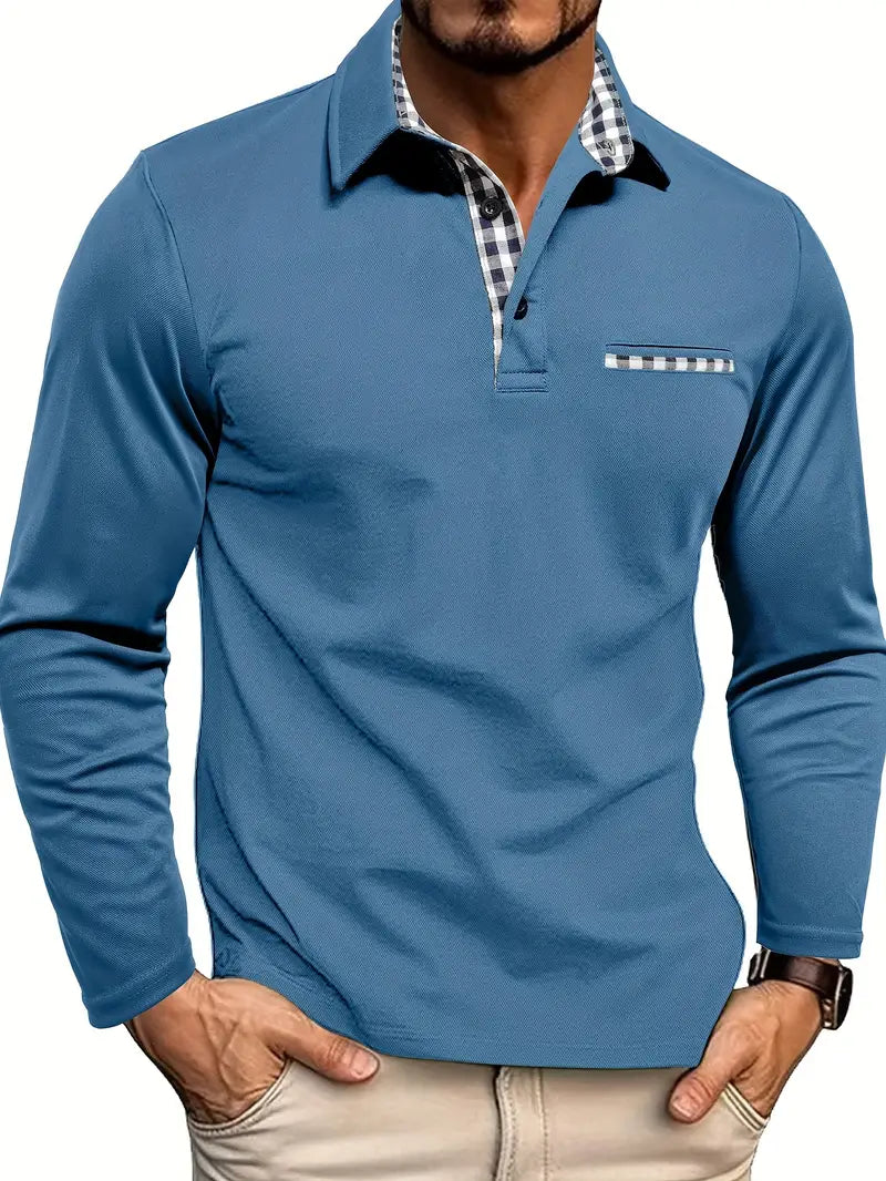 Classic men's long sleeve polo shirt, essential for fall fashion & smart casual mens apparel.