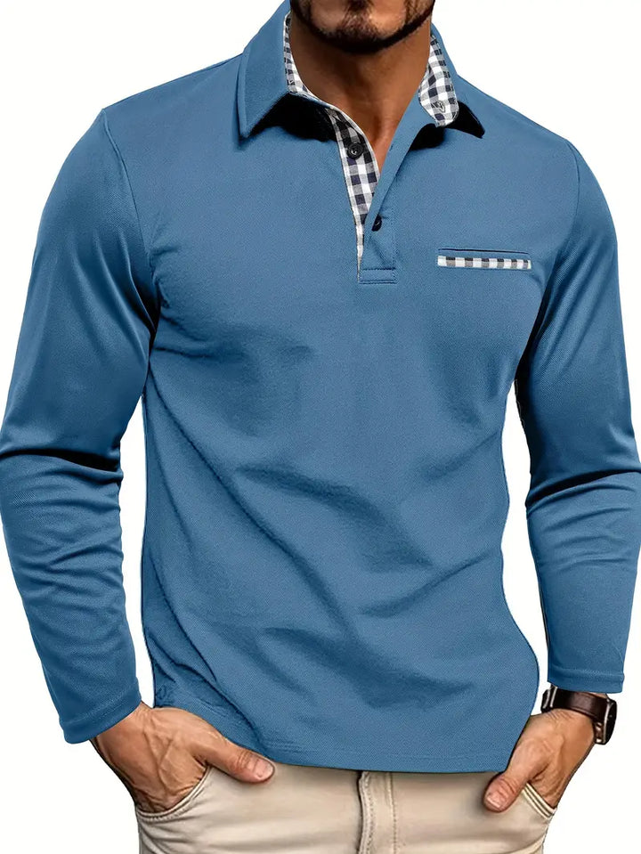 Classic men's long sleeve polo shirt, essential for fall fashion & smart casual mens apparel.