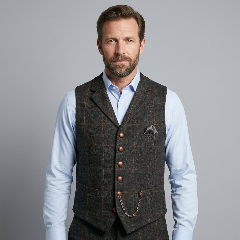 Men's classic formal waistcoat, perfect for weddings & business events. Elegant tailored vest.