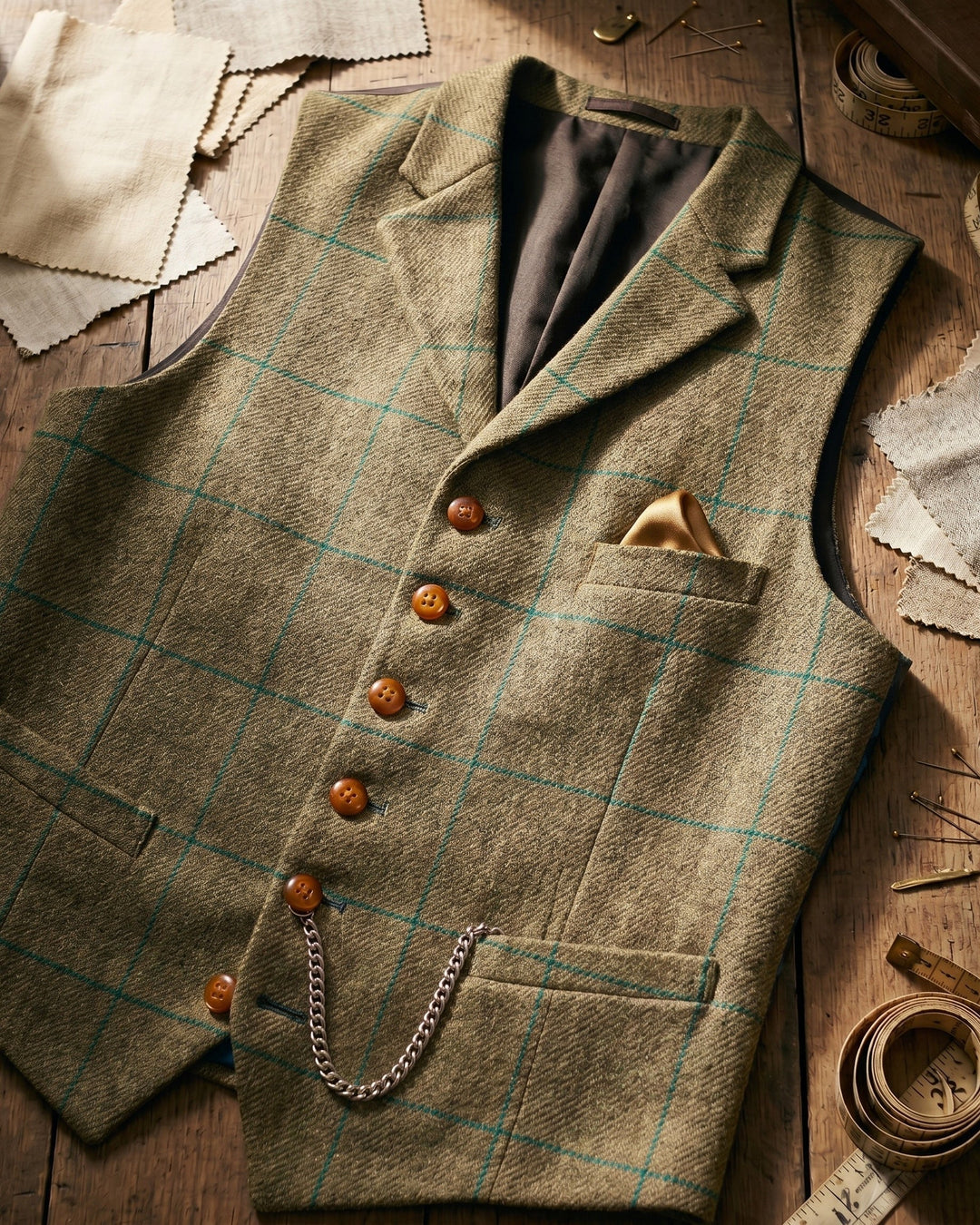 Adjustable back men's waistcoat. Classic formal vest for refined occasions & tailored looks.