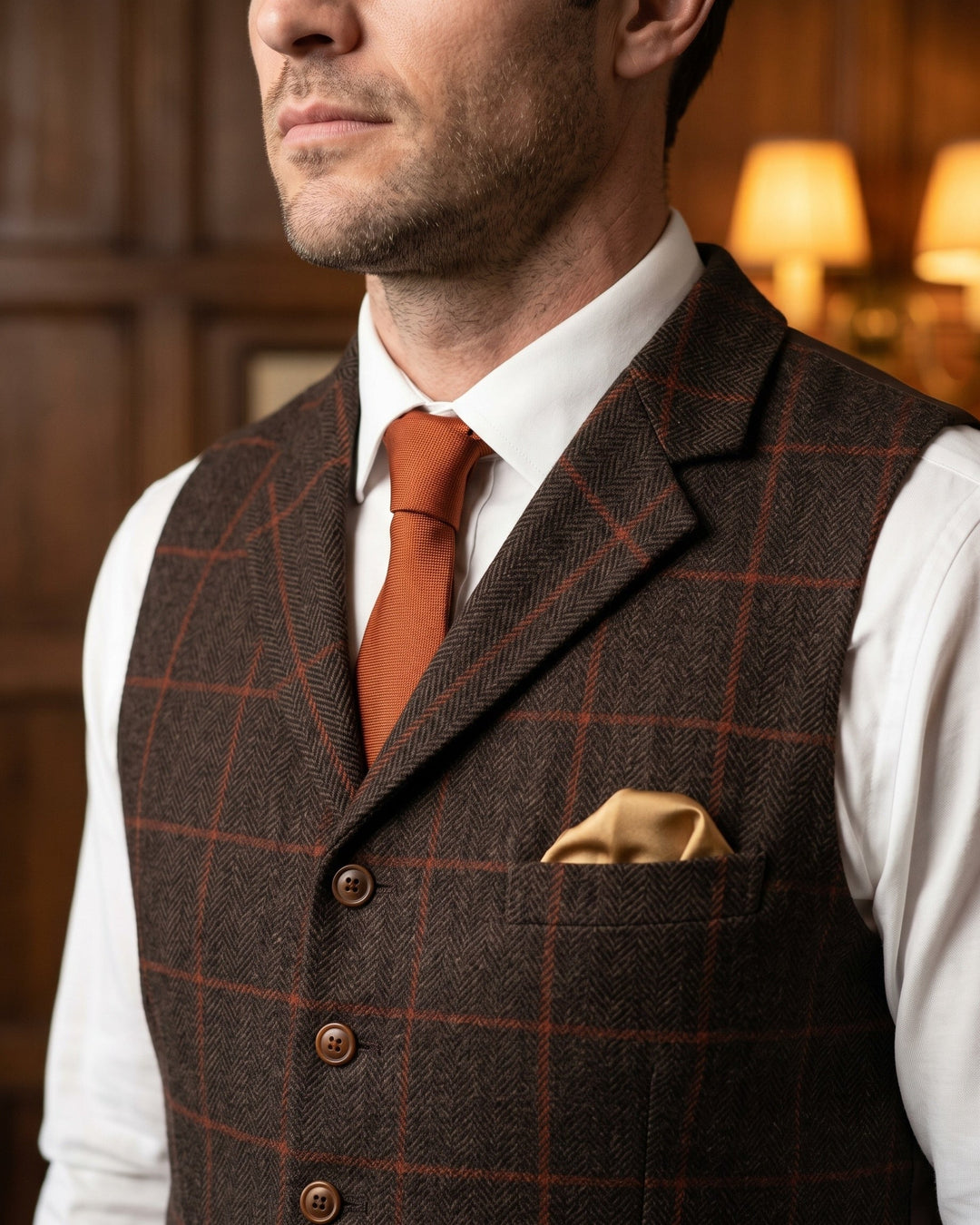 Business formal men's waistcoat. Classic vest for professional attire, refined and polished look.