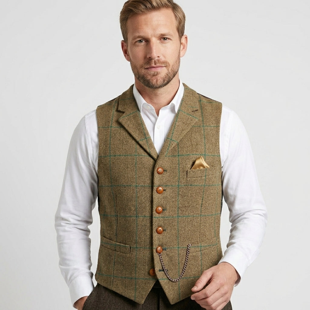 Black formal waistcoat for men. Classic gentleman's vest, perfect for weddings, galas & office.