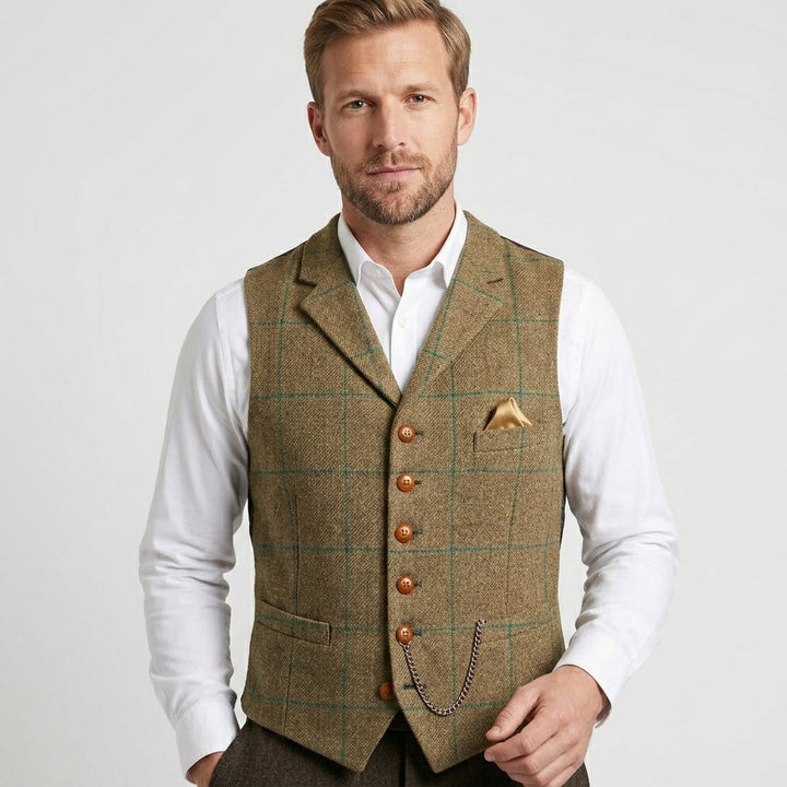 Black formal waistcoat for men. Classic gentleman's vest, perfect for weddings, galas & office.