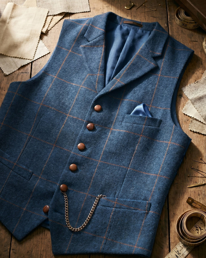 Slim fit men's formal vest. Elegant classic waistcoat for business, wedding, or layering.