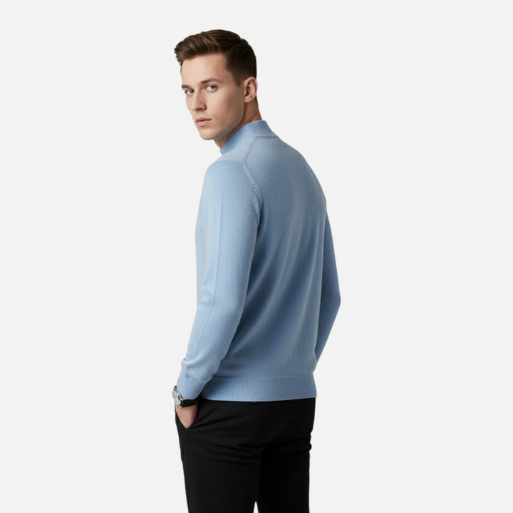 Stylish men's half-turtleneck sweater. Versatile casual & smart casual top for winter.