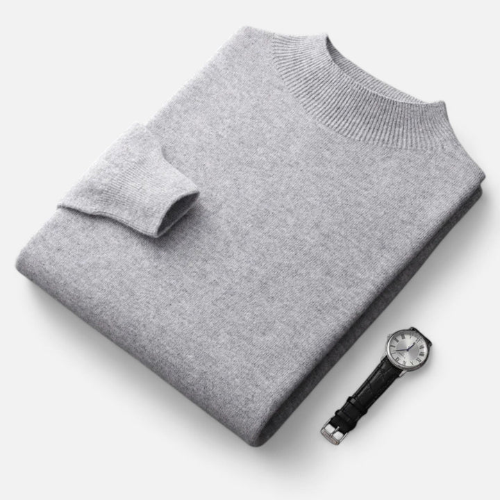Soft men's half-turtleneck pullover. Classic, warm & stylish sweater for winter fashion.