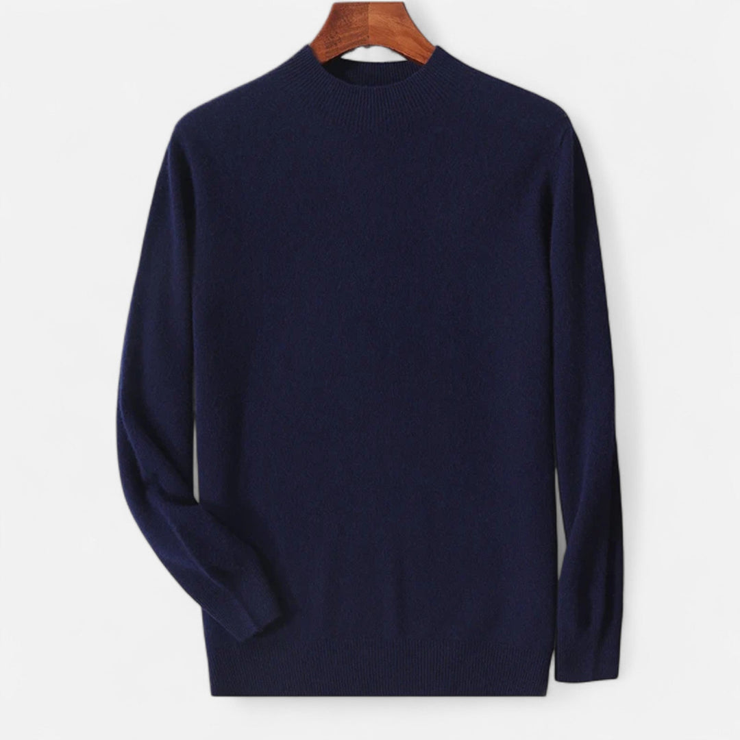 Refined men's half-turtleneck sweater in a pullover style, perfect for sophisticated men's fashion.