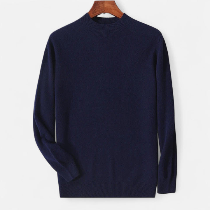Refined men's half-turtleneck sweater in a pullover style, perfect for sophisticated men's fashion.
