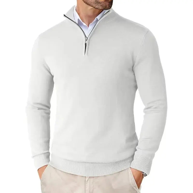 Men's long sleeve half-zip sweater in a classic style. Perfect for versatile fashion & casual comfort everyday.