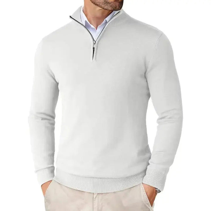 Men's long sleeve half-zip sweater in a classic style. Perfect for versatile fashion & casual comfort everyday.