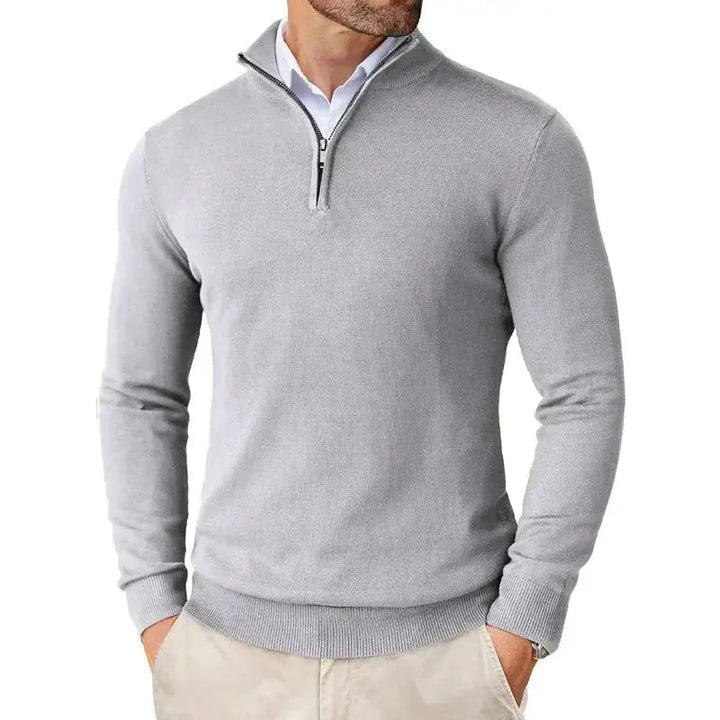 Stylish men's classic half-zip sweater. Comfortable long sleeve pullover, versatile for casual & smart fashion.